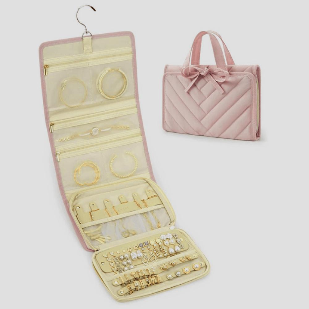 1 Pc Travel Jewelry Storage Box, Foldable Jewelry Roll, Suitable For Travel Rings, Necklaces, Earrings, Bracelets Gifts