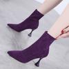 Fashion Sexy Pointed Toe Booties Very High Heels Female Short Shoes Heeled Women's Ankle Boots Hot On Offer New Rock Fashion 2024 Winter