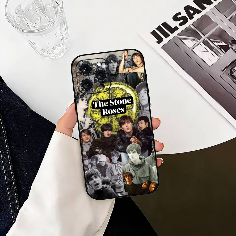 The S-Stone R-Roses Band   Phone Case For iPhone 17,16,15,14,13,12,11 Plus,Pro Max,XS,Soft Silicone Black Cover