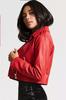 NEW Red Crop Women Genuine  Motorcycle Handmade Casual Lambskin Leather Jacket