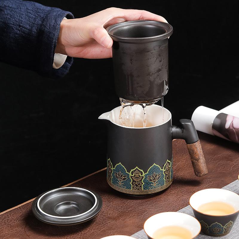 Керамический дорожный чайный набор Kuaike One Pot Four Cups, портативный набор для чая Кунг-фу для улицы, деловые подарки