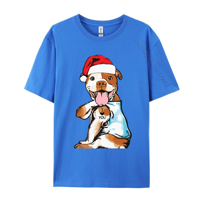 Cute Christmas Pitbull Dog Tshirts Vintage Top Tshirts Tops Tees New Arrival Cotton Printed On Party Unisexs