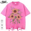 Good Very Beautiful Sunflower Print Washed T Shirts Womens Soft Cotton Clothing Street Creative Short Sleeve Summer Casual Tops