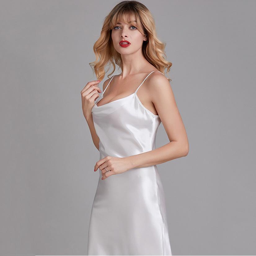 Summer Women Silk Satin Night Dress Sleeveless Nighties V Neck Plus Size Long Nightdress