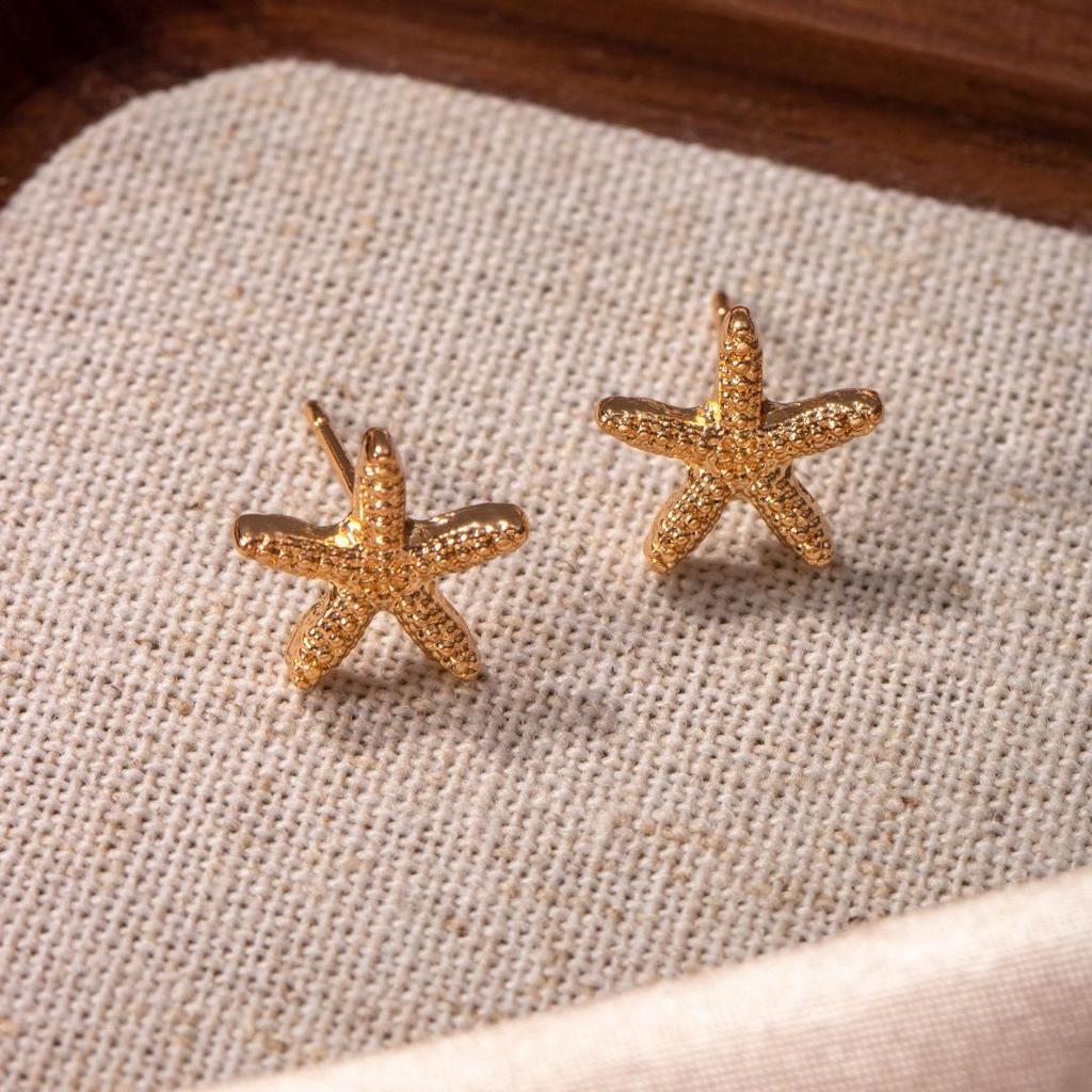 Minimalist Starfish Earrings: Trendy European & American Design with Exaggerated Street Style for Women.