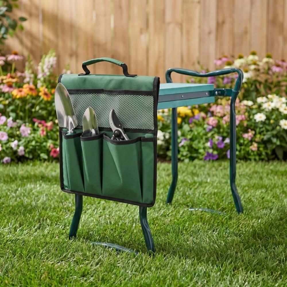 Foldable Garden Kneeler Tool Bag Garden Stool Storage Pouch Outdoor Gardening Work