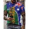 Summer Round Neck 3D Australia Flag Graphic Print Top Fashionable Casual Short Sleeved Men's T-shirts