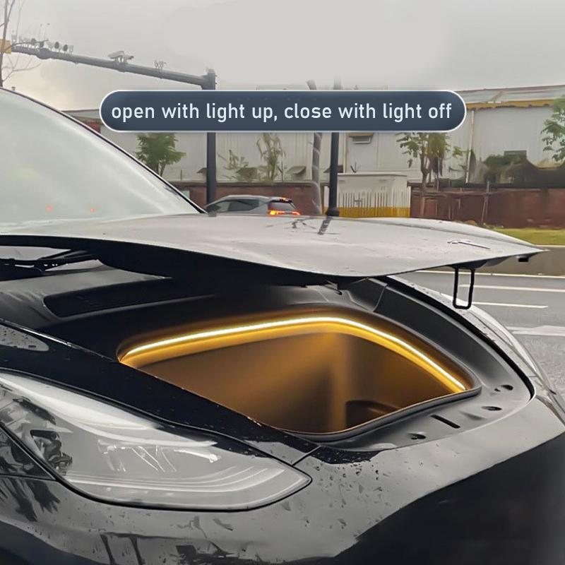 Car Front Trunk LED Atmosphere Lights Amber White Decorative Light Strip Hameless Plug and Play Lamp for Tesla Model3 ModelY