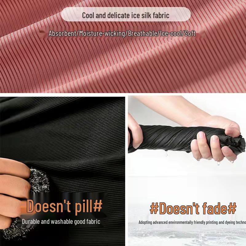 Женские брюки с высокой талией и широкими штанинами из ледяного шелка на весну/лето - Свободные, стройнящие, длиной до пола.