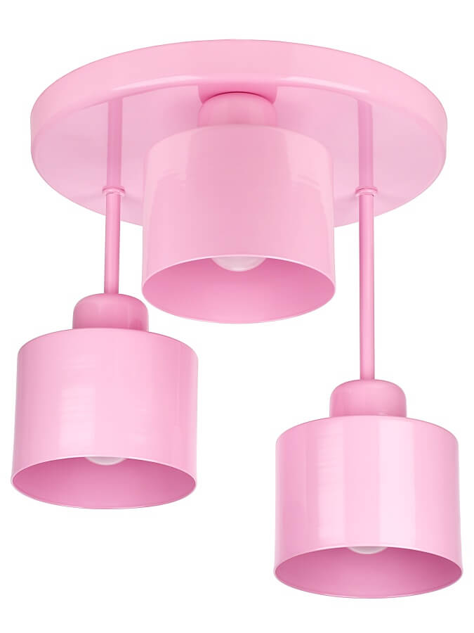 Wulkan 3 Lampa Sufitowa - Dziecięca, Metalowa, Różowa 3Xe27