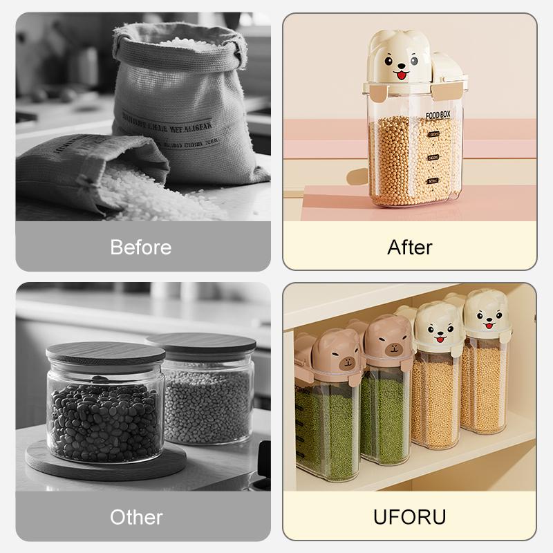 UFORU Animal-Shaped Grain Canister – Food-Grade Kitchen Sealed Pantry Organizer