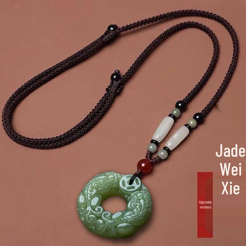 Древний нефритовый Пиксиу Унисекс Подвеска на шею - Универсальная Высококачественная Ретро Цепочка для свитера Аксессуар