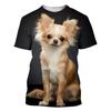 New Fun and Cute Animals 3D Printed T-shirt Chihuahua Dog Pattern, Breathable and Lightweight