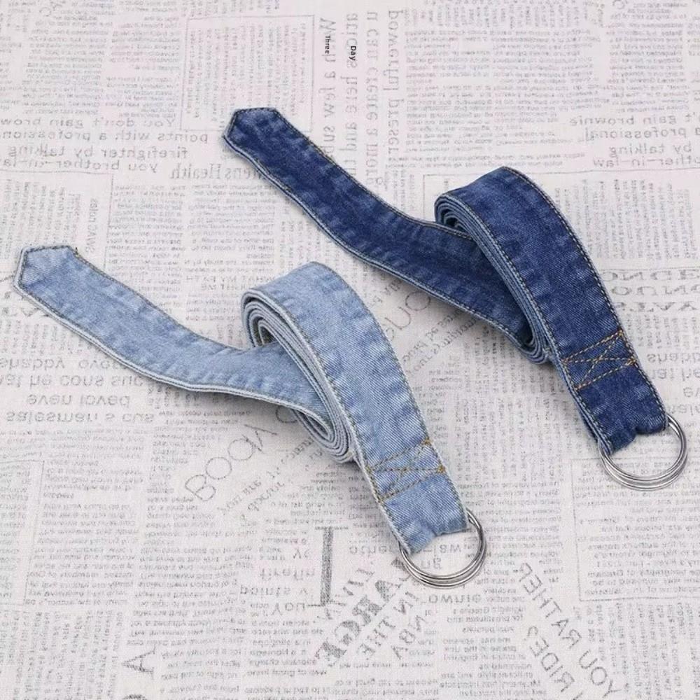 Double Ring Buckle Decorative Strap Belt 4cm Wide Dress Belt New Denim Waist Belt