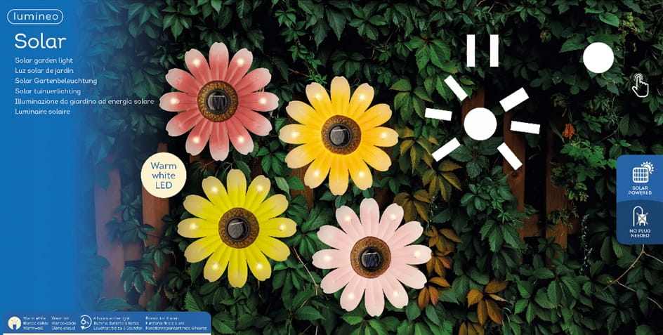 Solar flower LED 14x4cm decorative garden lamp