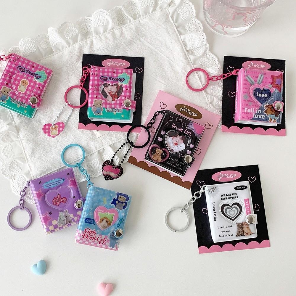 Keychain ID Photo Holder Snap Closure Idol Card Organizer Retro Card Storage Album