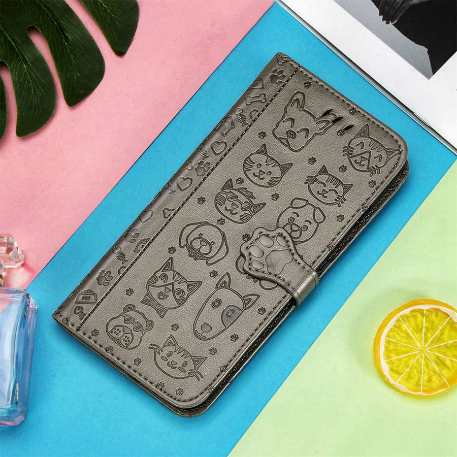 Кожаный защитный чехол-книжка для Apple iPhone 13 15 14 16 Pro Oneplus Nord CE 2 3 4 5G Google Pixel Motorola Edge Moto Cat And Dog Motif Wallet Cover