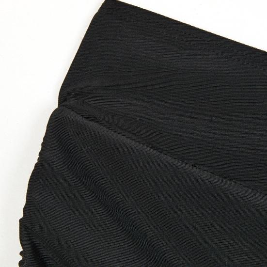 Swimming Trunks with Side Slit Adjustable Drawstring Belt Pleated Solid Color High Waist Swimming Shorts