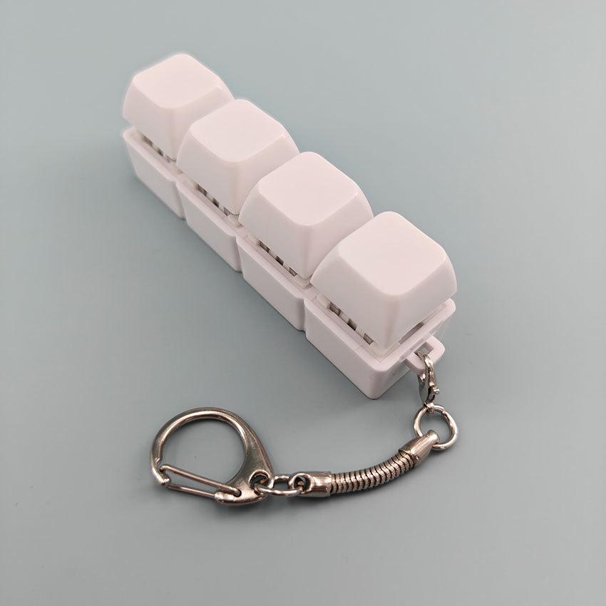 White Key Press Button Decompression Toy Keychain