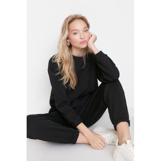 Бежевый базовый вязаный спортивный костюм с плотным флисовым узором и регулярным узором