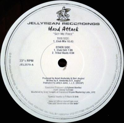12-дюймовая пластинка HARD ATTACK - Set Me Free JEL2579 Jellybean Recor 2000 США Танцевальная и электронная Б/У