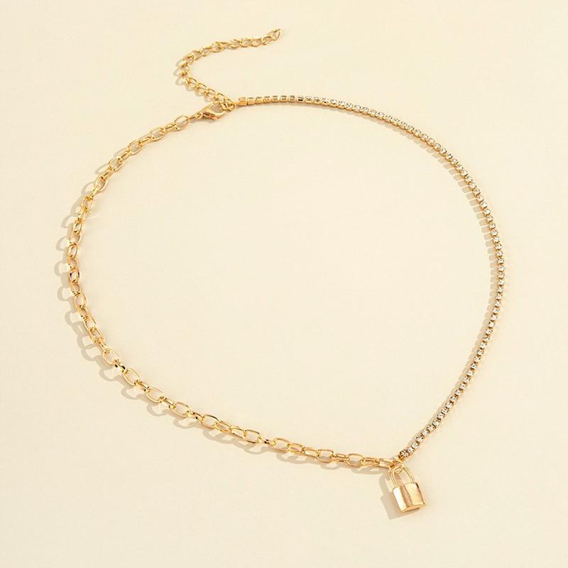 Европа, Америка, модный тренд, нерегулярная цепочка, бриллиантовые аксессуары для женщин, простое когтевое крепление, подвеска-замок на цепочке