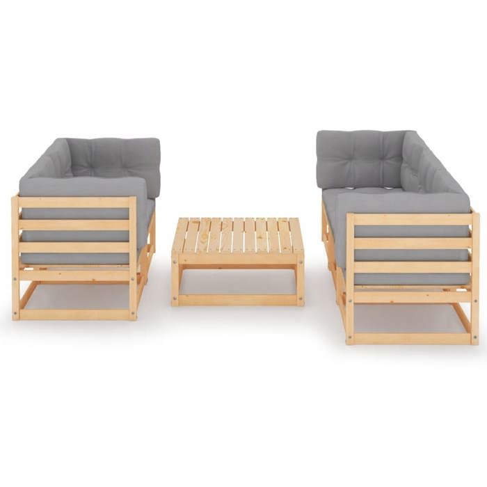 Maison Exclusive - Salon de jardin 6 pcs avec coussins Bois de pin massif