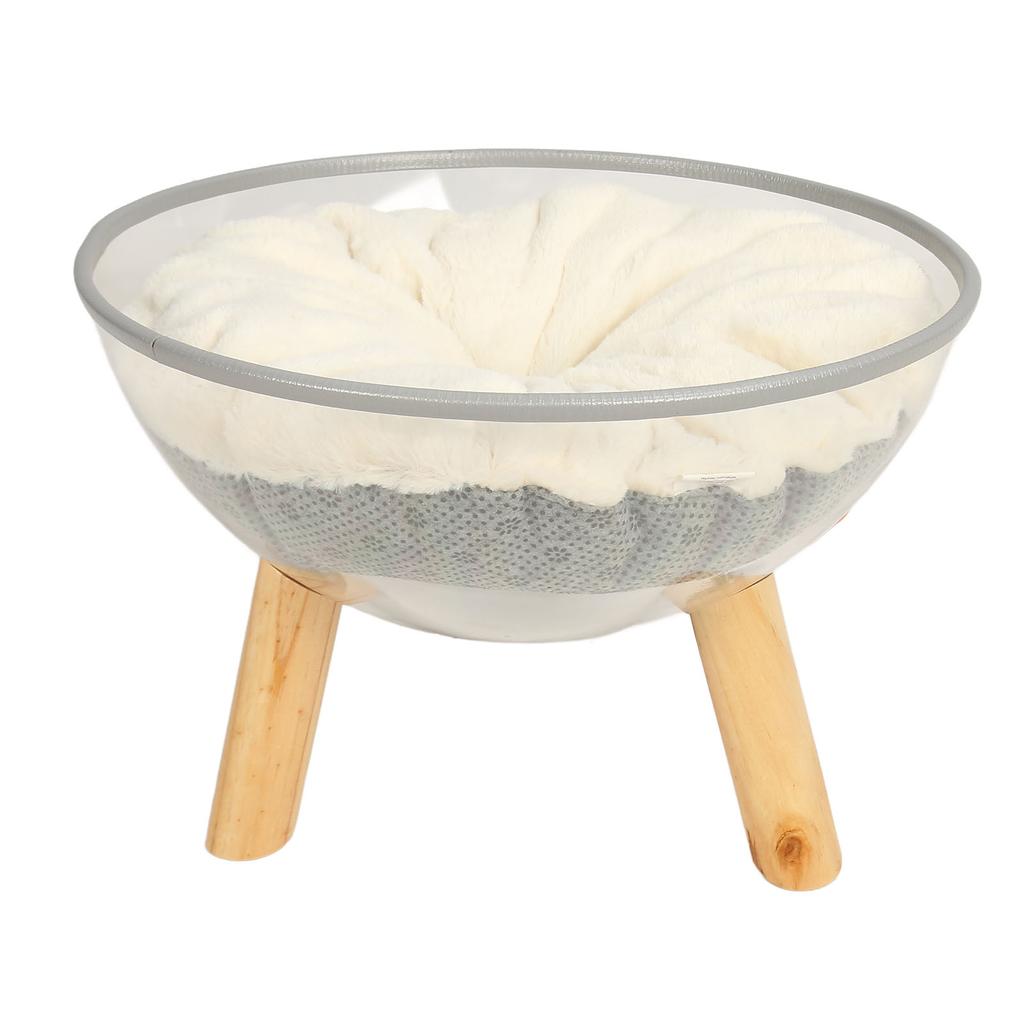 Clear Capsule Cat Bed Stable Safe Durable Stylish Wood Elevated Transparent Cat Bed with Cushion for Kitten