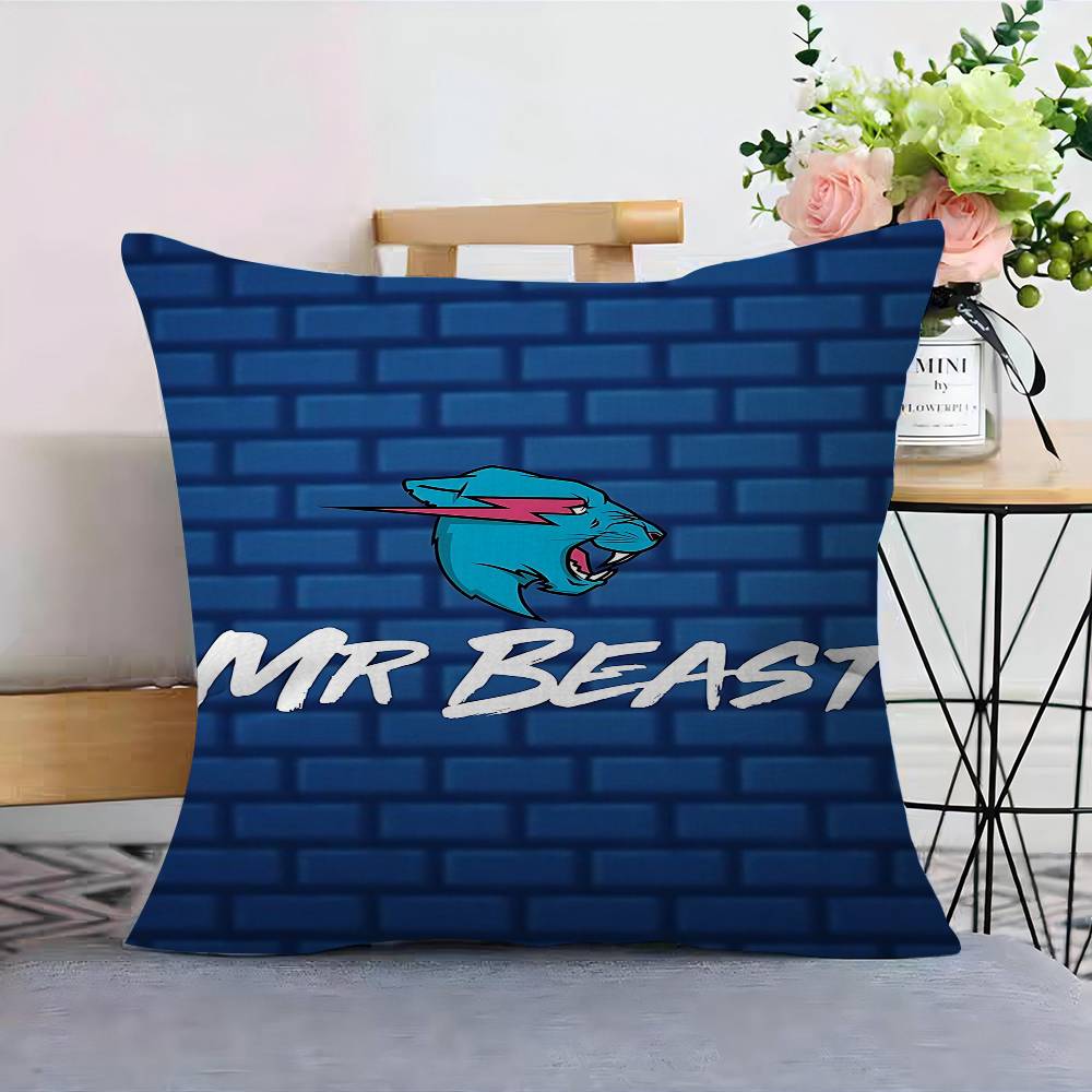 Игровой Блогер M-MrBeast Наволочки Мультяшные Декоративные для Дивана Дома Двусторонняя Печать Короткий Плюш Милая Наволочка