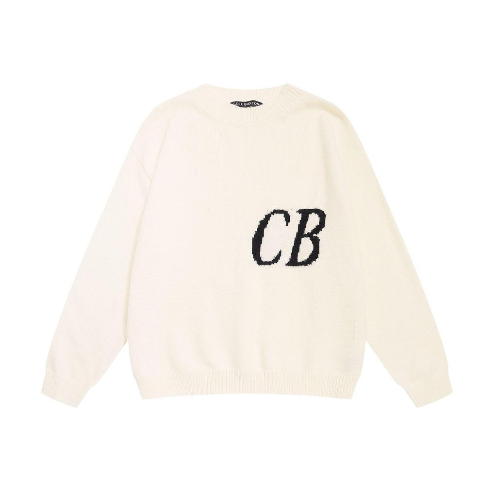 Унисекс Минималистичная Худи Cole Buxton с Жаккардовым Узором из Ниток с Буквами CB - Осенне-Зимний Свободный Повседневный Пуловер