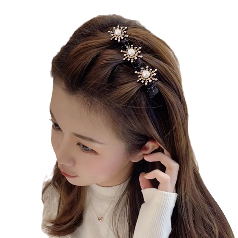 Women Elegant Flower Pearls Braid Hairpins Sweet Hair Clip Braid Decorate Flower Tooth-shaped B K2W7