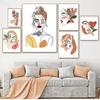 Wall Pictures For Living Room Salon Home Decor Wall Art Canvas Painting Flower Girl Abstract Face Nordic Posters And Prints