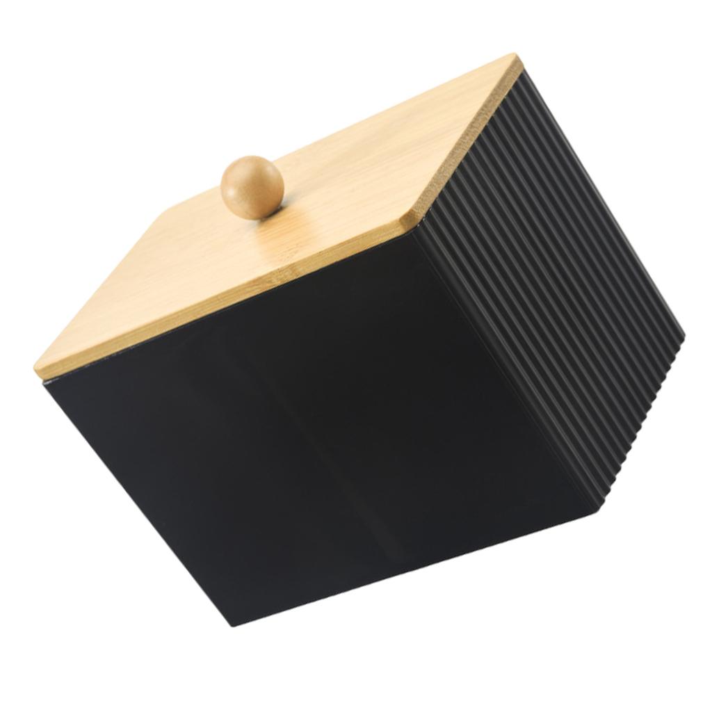 Sturdy Wood Lid Qtip Holder Storage Container Convenient for Bathroom Cotton Covers Swabs Pad and Hair Bands Organizers