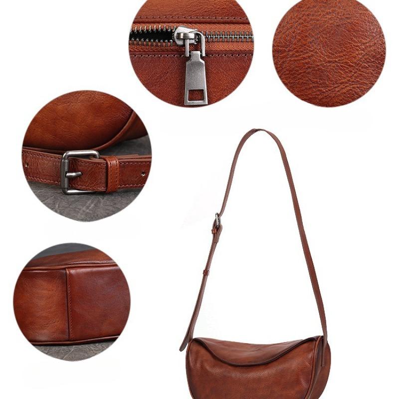 Уличная винтажная сумка-пельмень из натуральной кожи, ручная работа, однотонная одноплечевая сумка из коровьей кожи, большая вместимость, сумка через плечо для женщин