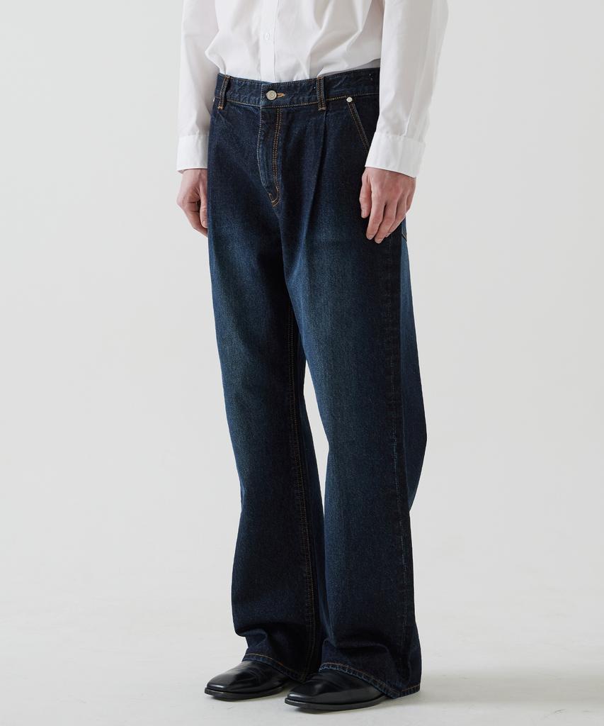 Ssinedeu [Джинсы Saturn Wide Washed с защипами - Глубокий индиго] Джинсы Saturn Wide Washed с защипами - Глубокий индиго