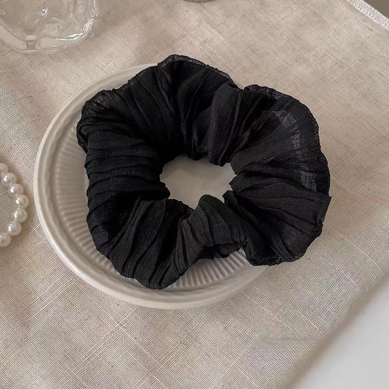 Korean Scrunchies Silk Satin Vintage Floral Hairtie for Pony Hair Band Beach Accessories Rolled Up Women and Girls Fashion Style