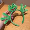 Cute Green Frog Headband Funny Plush Hair Hoops New Cartoon Wash Headband  Girls