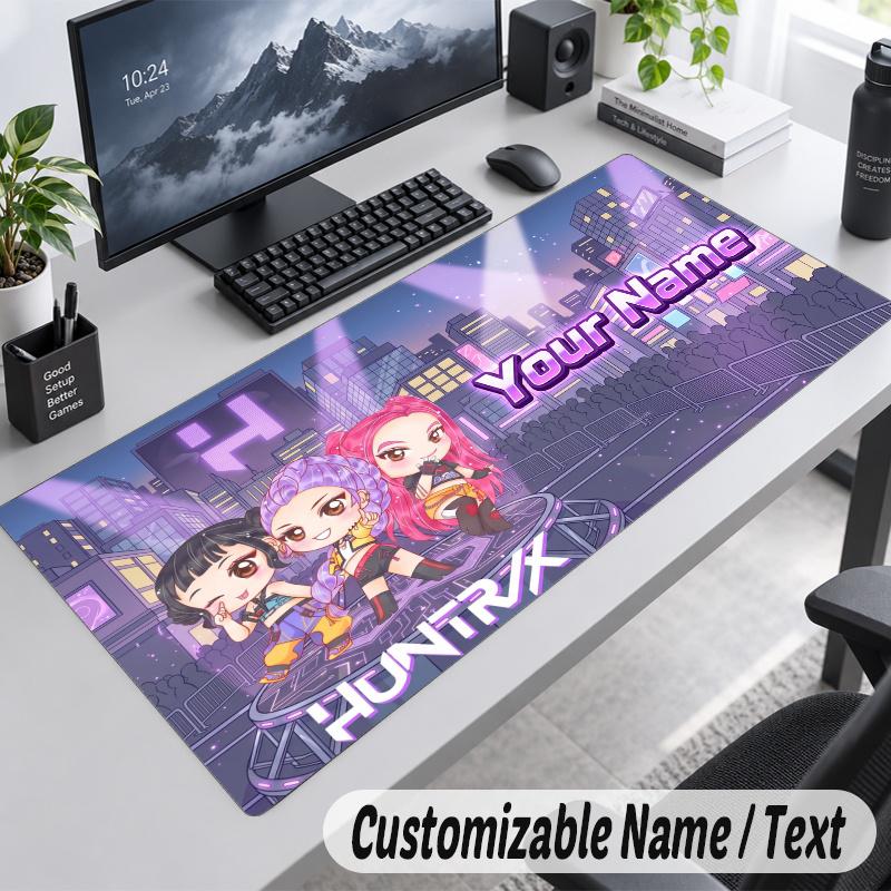 Kpop Demon Hunters Personalized Large Mouse Pad Custom Name Text Extended Desk Mat Gaming Mousepad