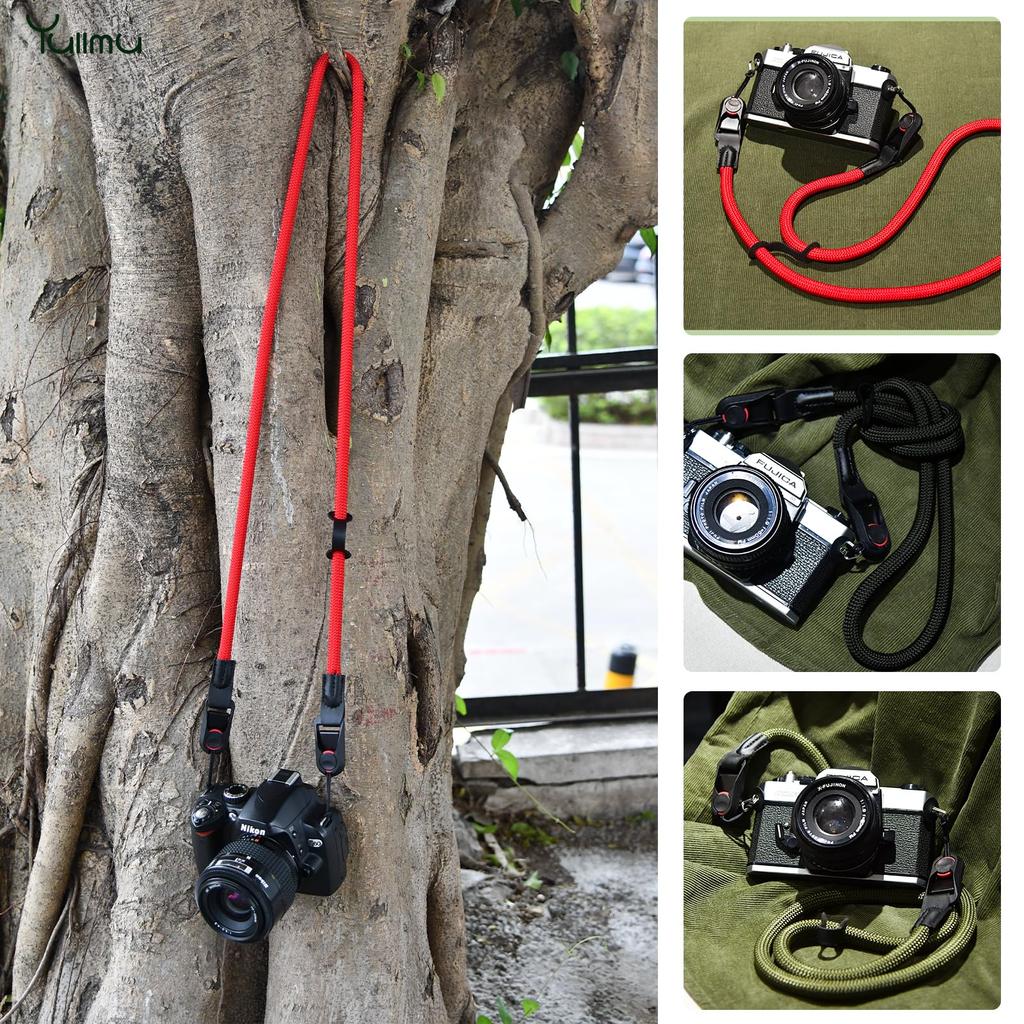 Ремешок для камеры, шейный ремень для камеры, конструкция якоря с треугольным кольцом, 3-слойная конструкция, веревка для скалолазания для зеркальной камеры, черный цвет [Yullmu]