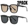 2PACK Fashion Travel Sunglasses Women Simple Sunshade Luxury Minimalist Design Square Frame Retro Men Eyeglasses Glasses Unisex