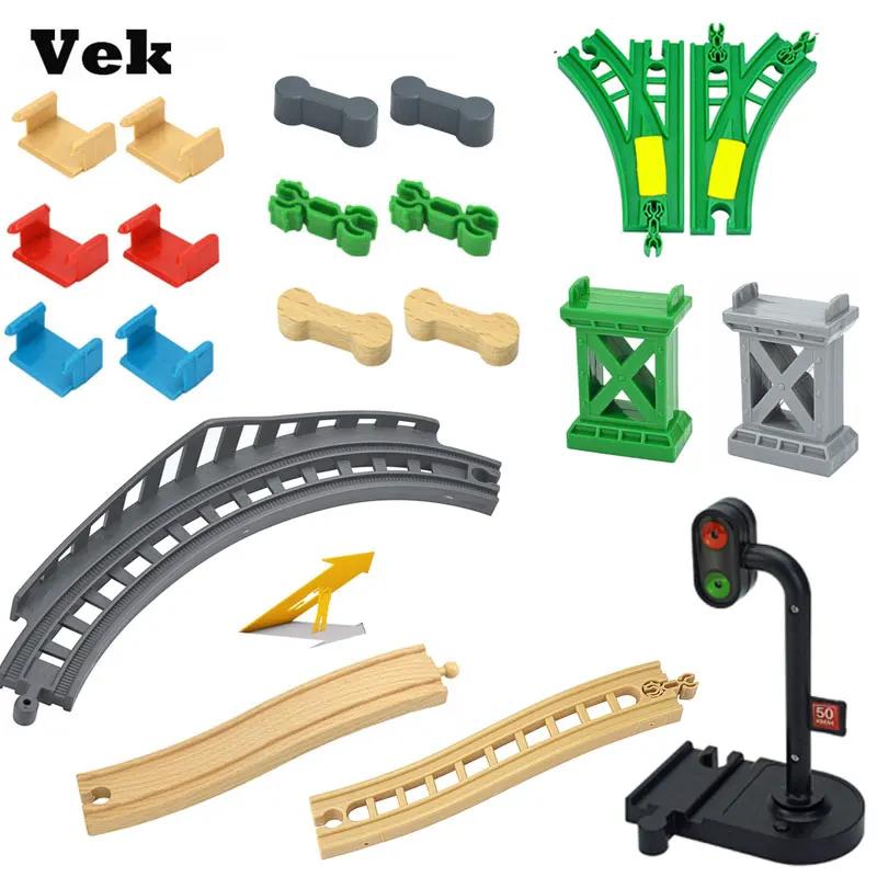 Wooden Railway connect Fixer Train Track Accessories Connector Tracffic Light Toys Holder Fit Brio Wooden Track Toys Educational