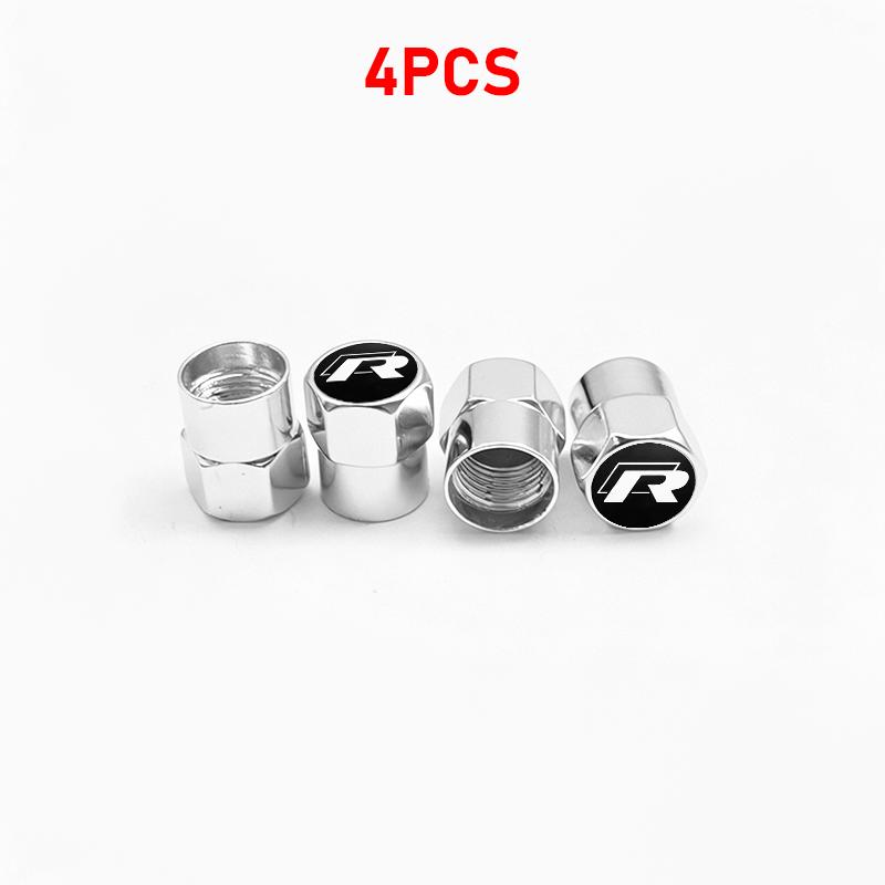 T254Pcs Car Wheel Tire Valve Caps Air Stem Tyre Plug Accessory For Volkswagen VW GTI R Golf 5 7 6 4 Polo Tiguan Passat Jetta Lavida