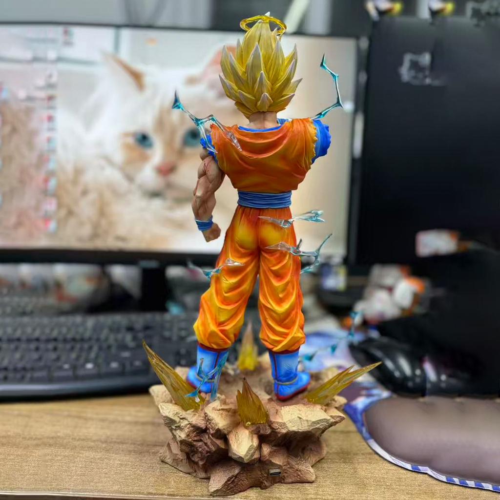 Фигурка Сон Гоку Ssj2 из Dragon Ball Z со светодиодной подставкой, Супер Сайян 2 Гоку, ПВХ Фигурки Действия 33см/12.2дюйма Модель для Коллекционирования Игрушки Подарки