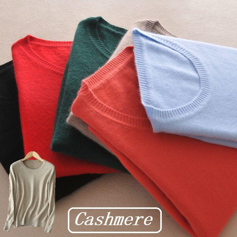 Stylish Women's Cashmere Loose Pullover Crew Neck Knit Sweater For Cozy Winter Wear