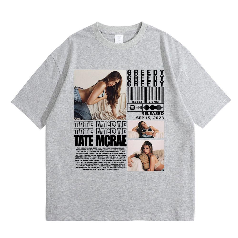 Tate Mcrae Greedy T Shirts Unisex Women Clothing Fashion Vintage Tshirts 100 Cotton Casual Loose Short Sleeve Tshirt Streetwear