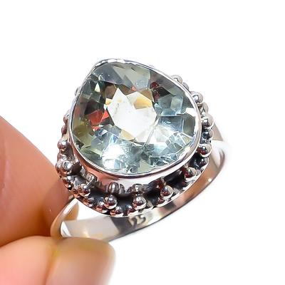 Кольцо из серебра 925 пробы с натуральным зеленым аметистом и драгоценным камнем ручной работы S.6 I0v24