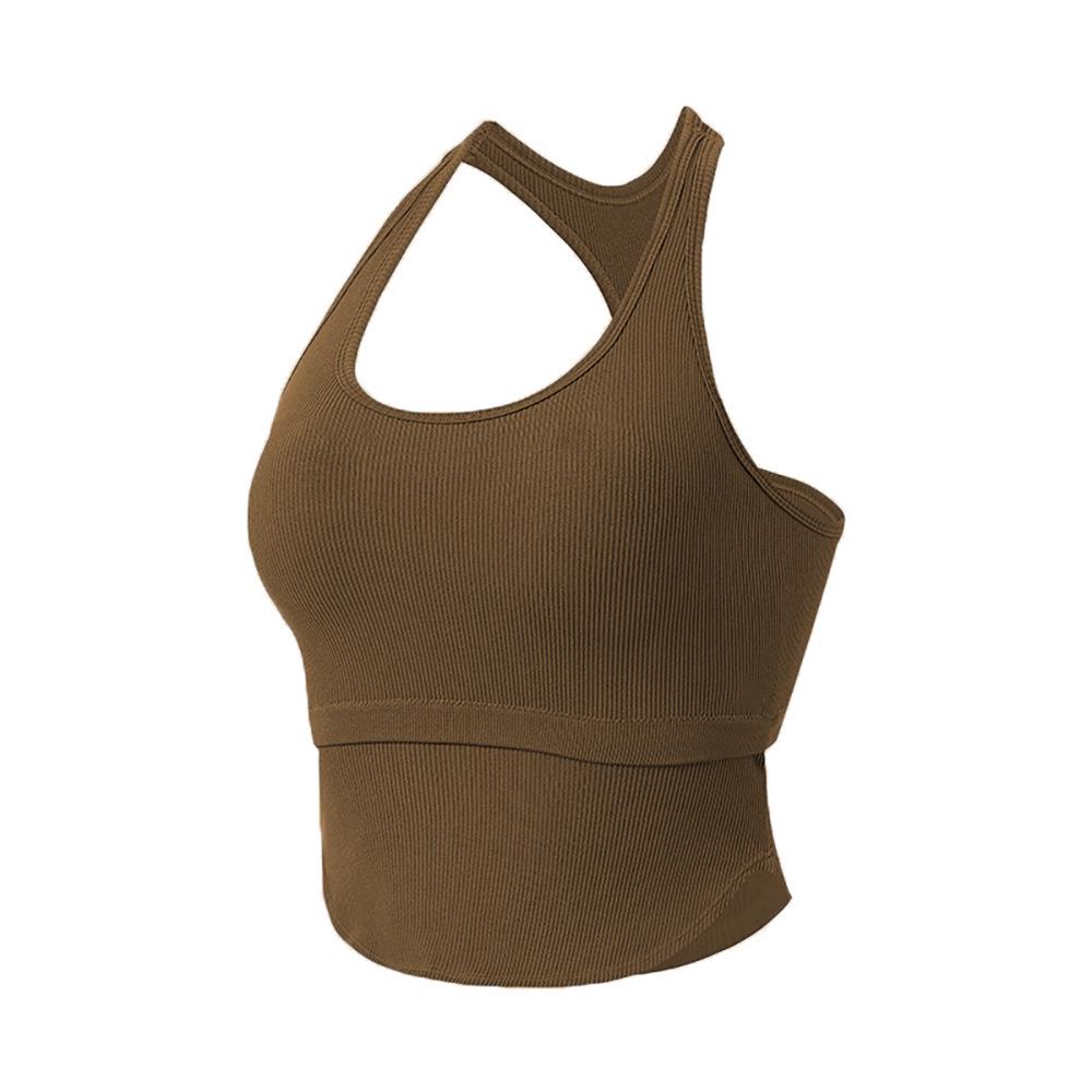 Женская быстросохнущая спортивная майка с рубчиком и спинкой-борцовкой и ударопрочный бюстгальтер для йоги