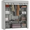 Clothes Storage Organiser With Hanging Rail Shelves Portable Wardrobe Foldable Fabric Wardrobe Light Grey