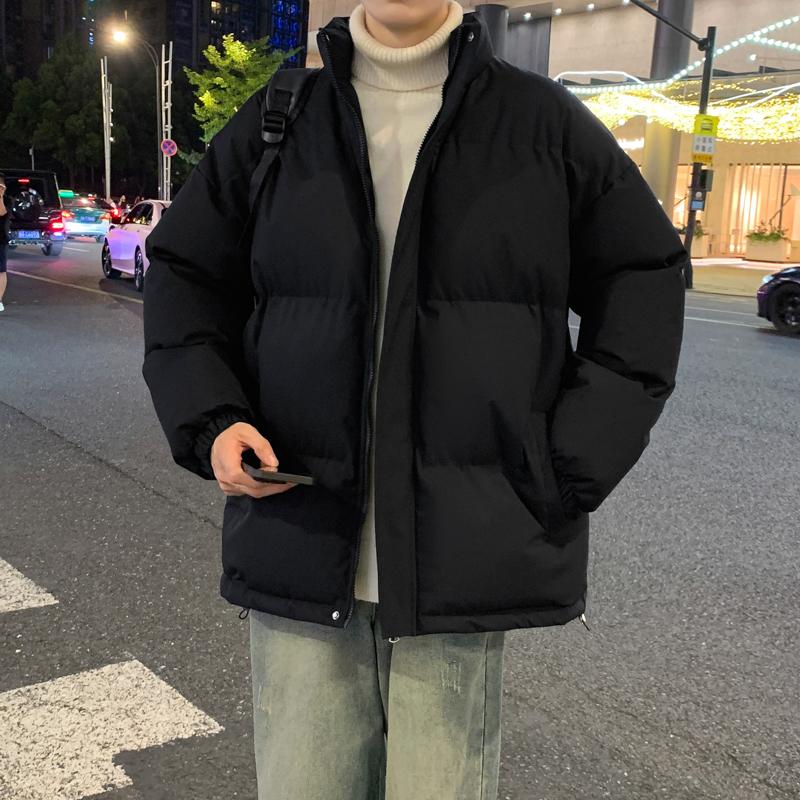 New Stand-up Collar Cotton Coat Men's Solid Color Men's Autumn and Winter Coat Couple Casual Cotton Coat Men's Top Bread Coat