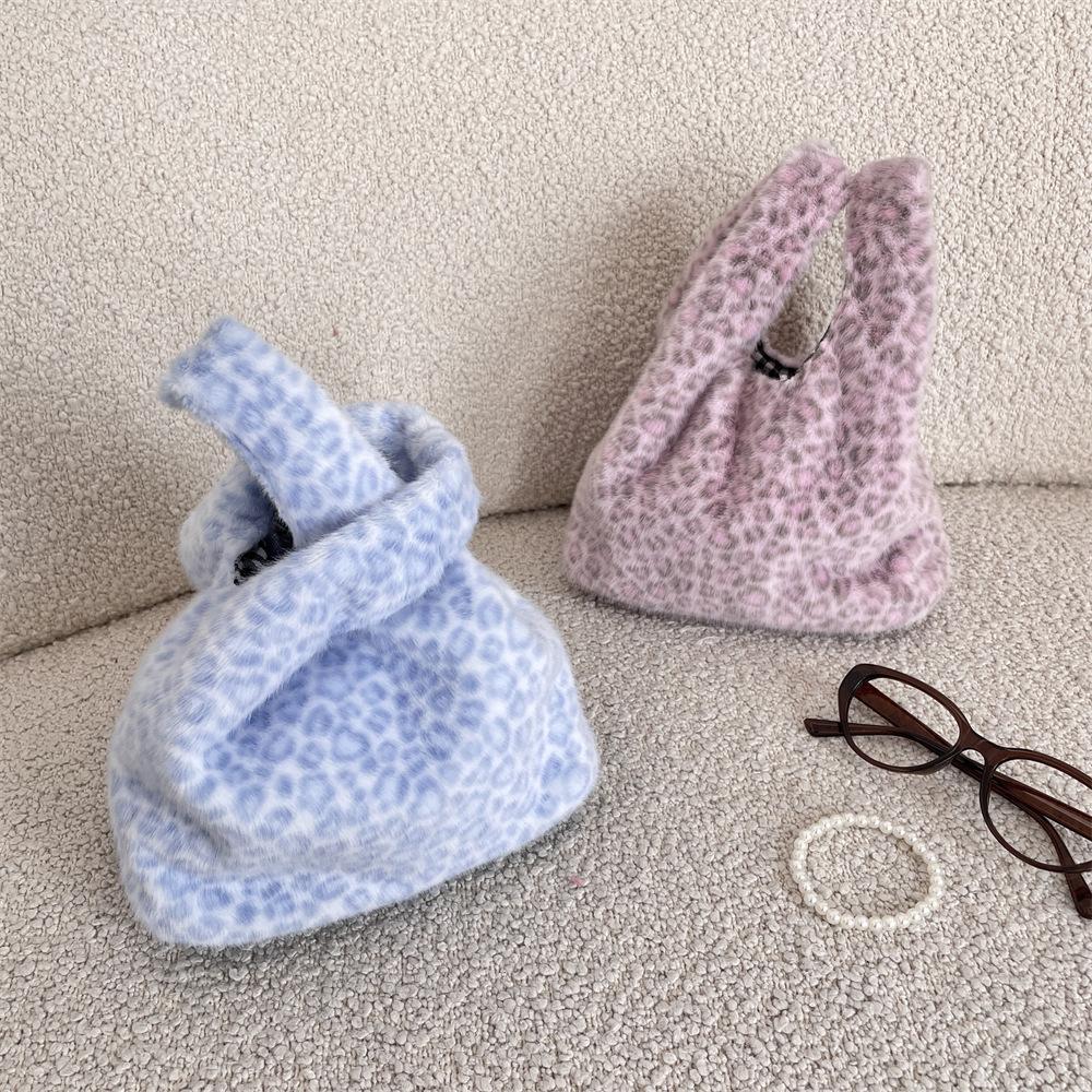 Женский клатч с леопардовым принтом, мягкий плюшевый, осенне-зимний, модная сумочка, тоут, для хранения